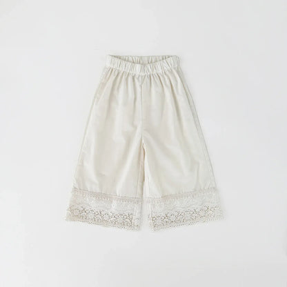 ロングパンツ・スウェットパンツ Beige / 9M (73) ベビーキッズパンツ 裾レースワイドルーズロングパンツ【mh0008917】