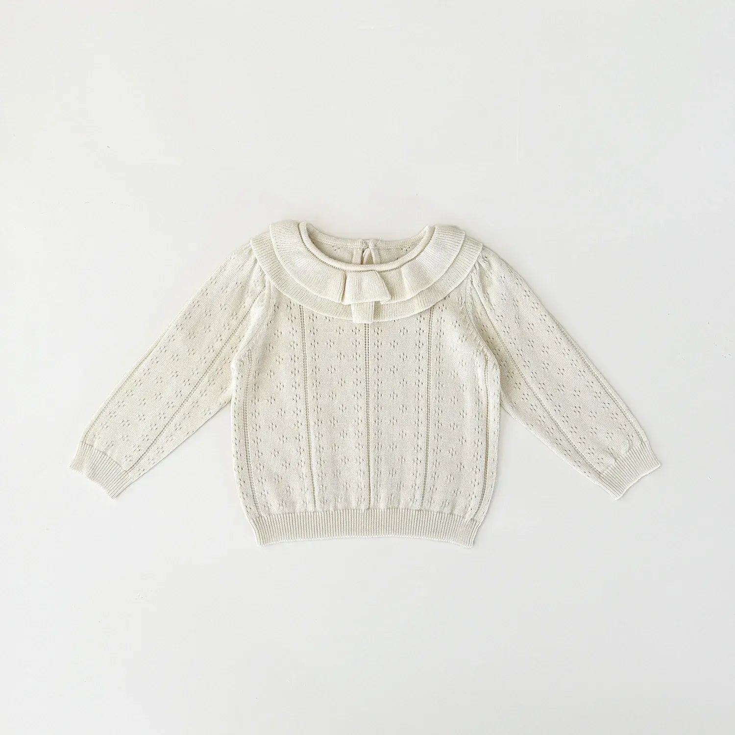 ニット・セーター Beige / 9M (73) ベビーキッズトップス ダブルラッフル襟レースニット長袖セーターブラウス【mh0008919】