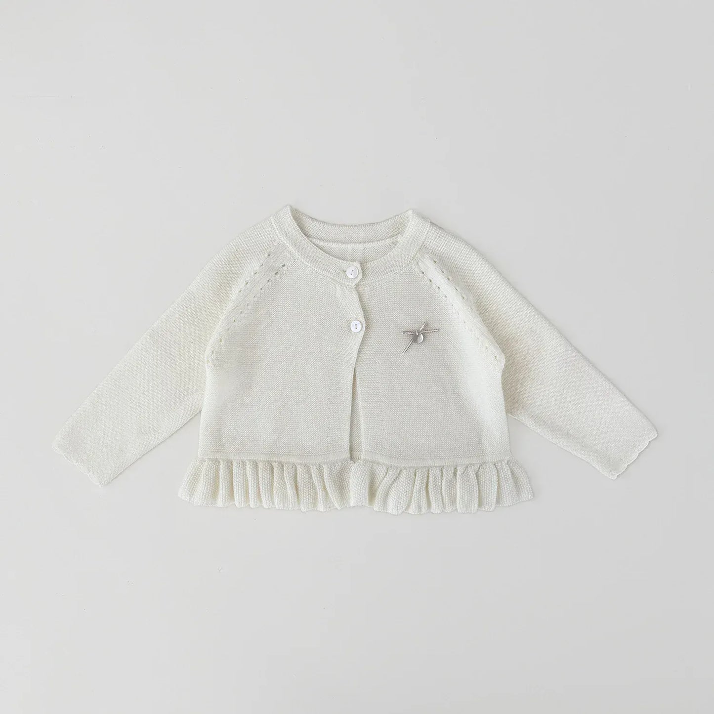 カーディガン・パーカー Beige / 9M (73) ベビーキッズカーディガン 裾フリルニット長袖ボレロカーディガン【mh0008920】