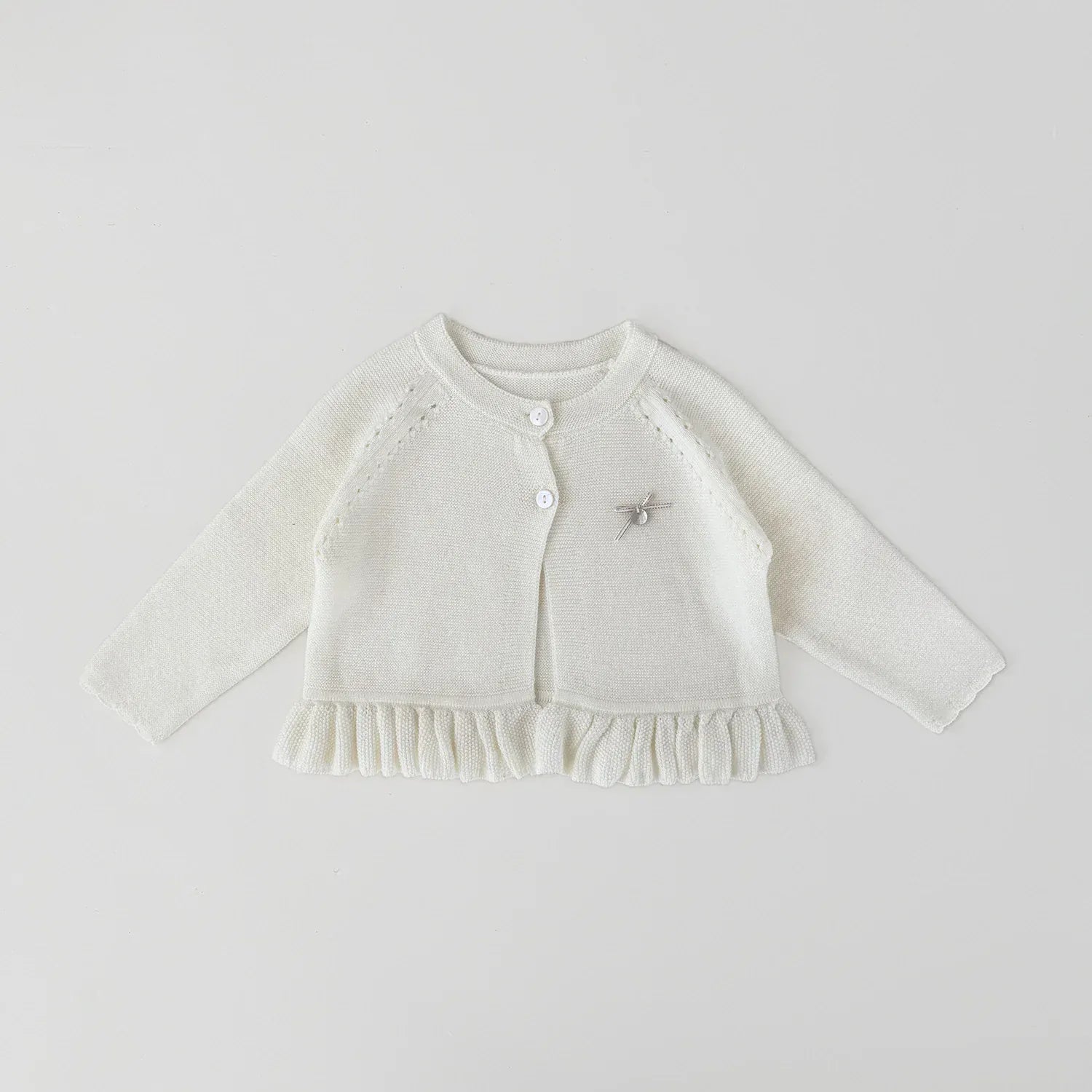 カーディガン・パーカー Beige / 9M (73) ベビーキッズカーディガン 裾フリルニット長袖ボレロカーディガン【mh0008920】