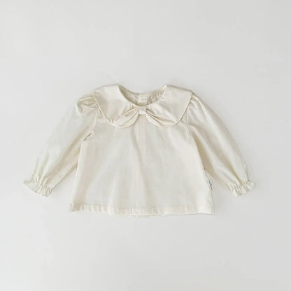長袖シャツ・ブラウス Beige / 9M (73) ベビーキッズトップス リボン襟長袖パフスリーブブラウス【mh0008923】
