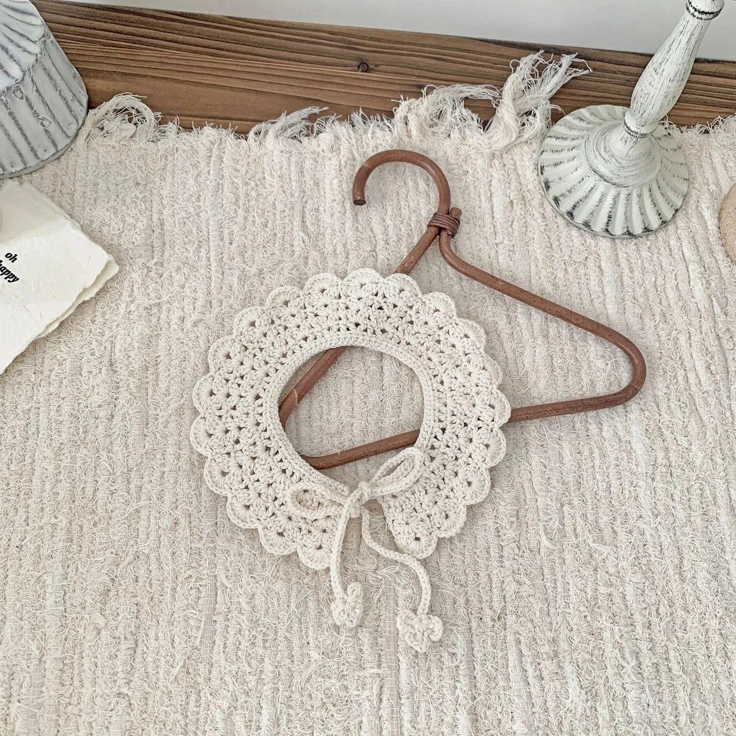 ショール Beige ベビーつけ襟 レースニットリボンアタッチメントカラー【mh0007884】