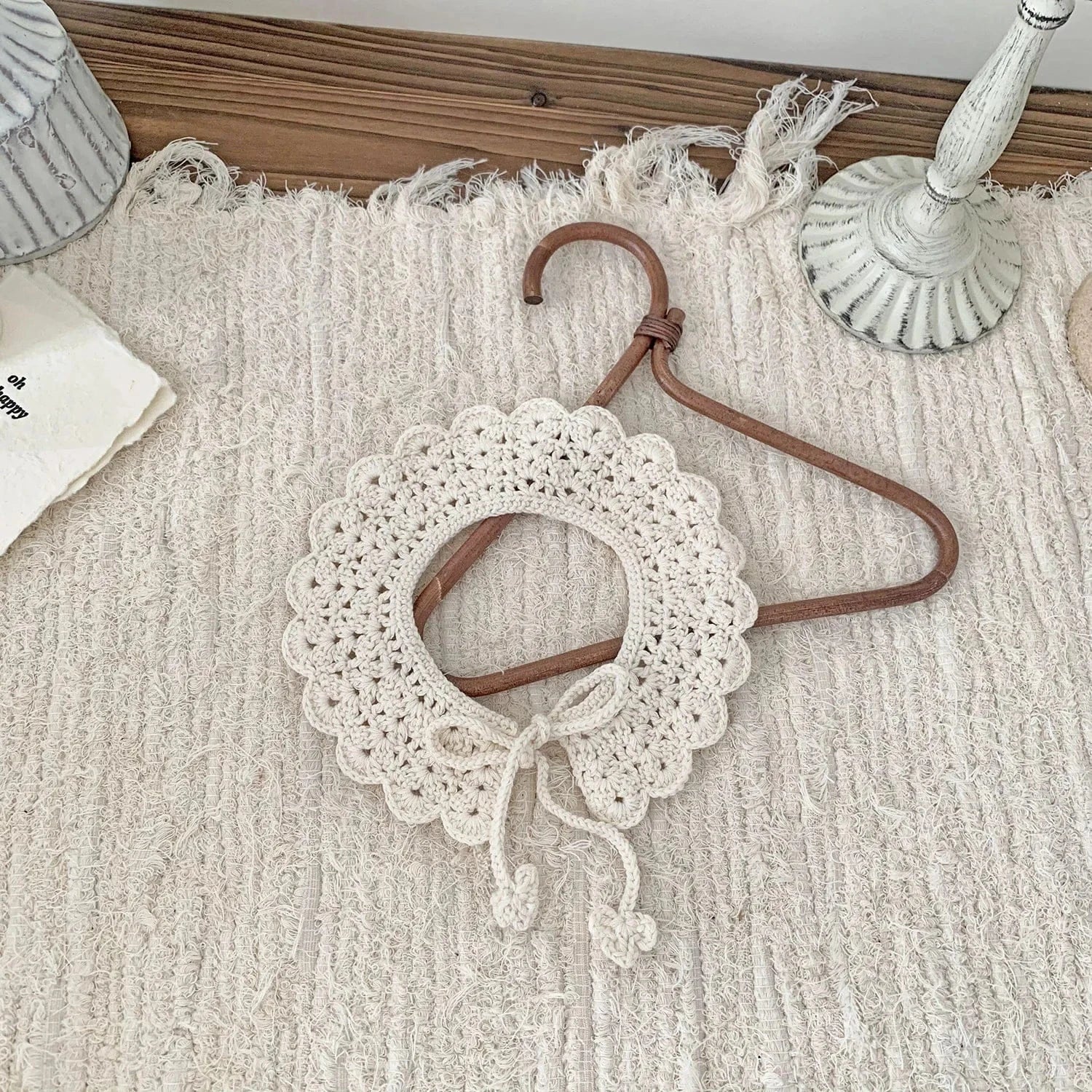 ショール Beige ベビーつけ襟 レースニットリボンアタッチメントカラー【mh0007884】