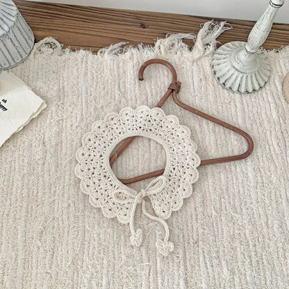 ショール Beige ベビーつけ襟 レースニットリボンアタッチメントカラー【mh0007884】