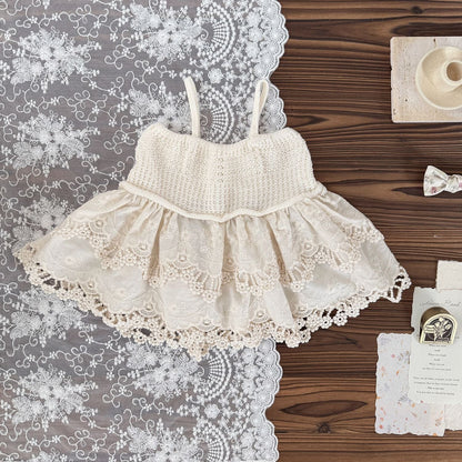 タンクトップ・キャミソール・ノースリーブトップス Beige White / 73cm 刺繍レースキャミソールトップス【mh0009562】