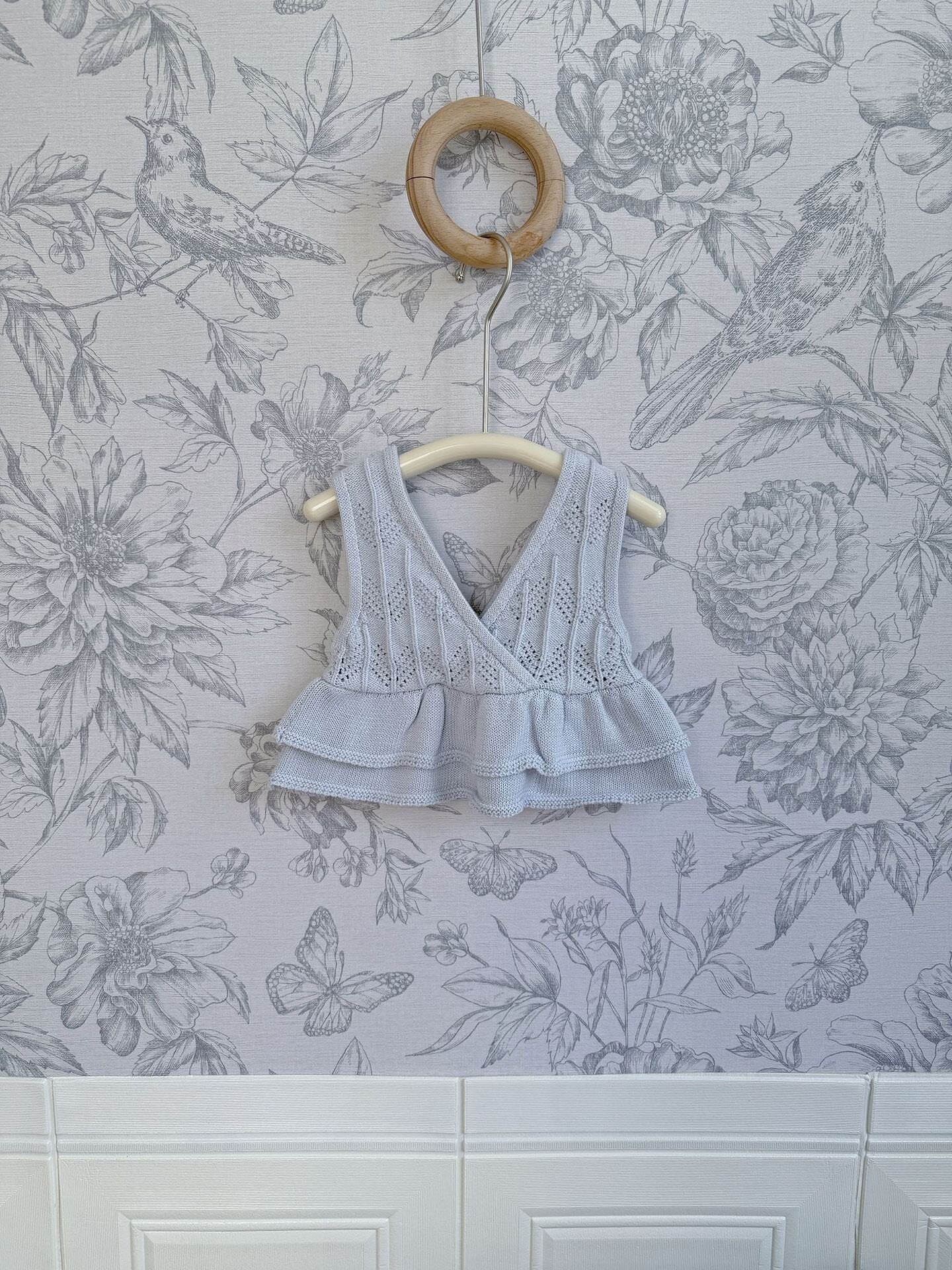 ベスト Blue / 73cm Ruffled Knitted Cotton Vest フリルニットベスト【mh0012107】