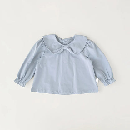 長袖シャツ・ブラウス Blue / 9M (73) ベビーキッズトップス リボン襟長袖パフスリーブブラウス【mh0008923】