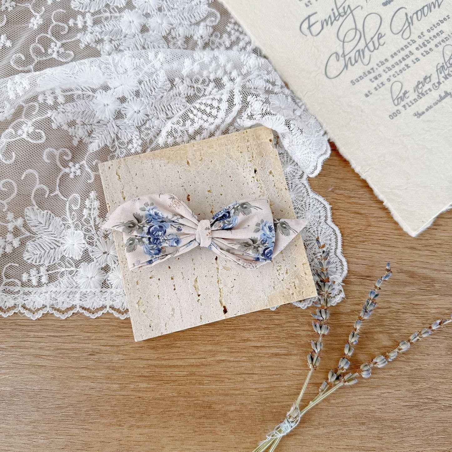 ヘアアクセサリー Blue butterfly clip フラワープリントリボンヘアピン【mh0009569】