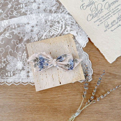 ヘアアクセサリー Blue butterfly clip フラワープリントリボンヘアピン【mh0009569】