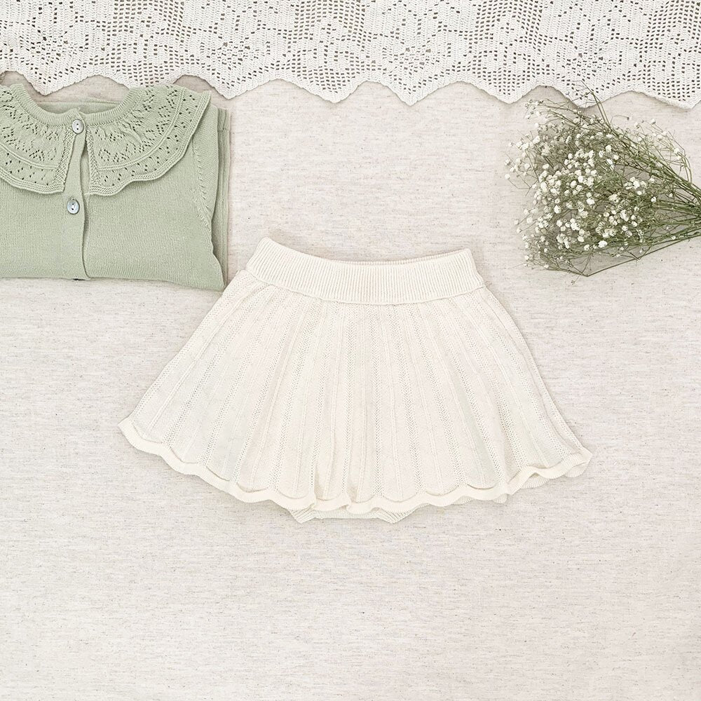 ブルマパンツ Cream Apricot / 73cm Knitted Ruffle Skirt Bloomer ニット フリルスカート ブルマ【mh0012149】