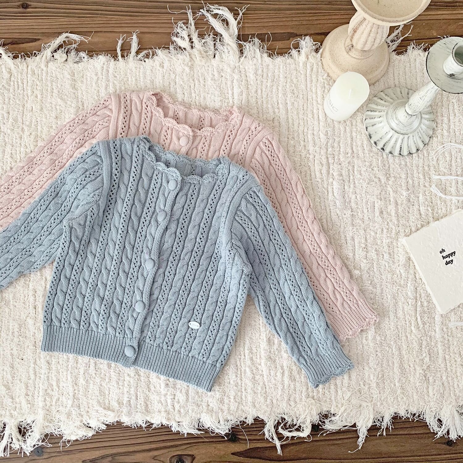 カーディガン・パーカー Crochet Style Knit Cardigan クロシェ風 透かし編み ニット カーディガン【mh0012160】