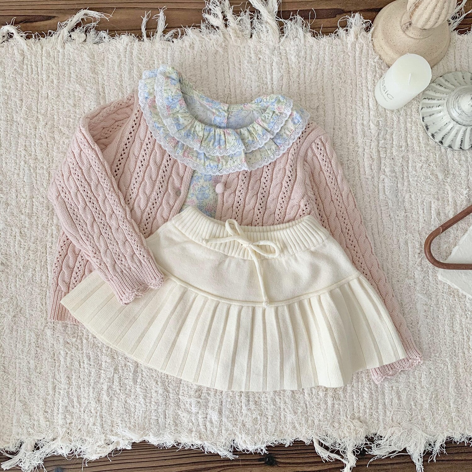 カーディガン・パーカー Crochet Style Knit Cardigan クロシェ風 透かし編み ニット カーディガン【mh0012160】
