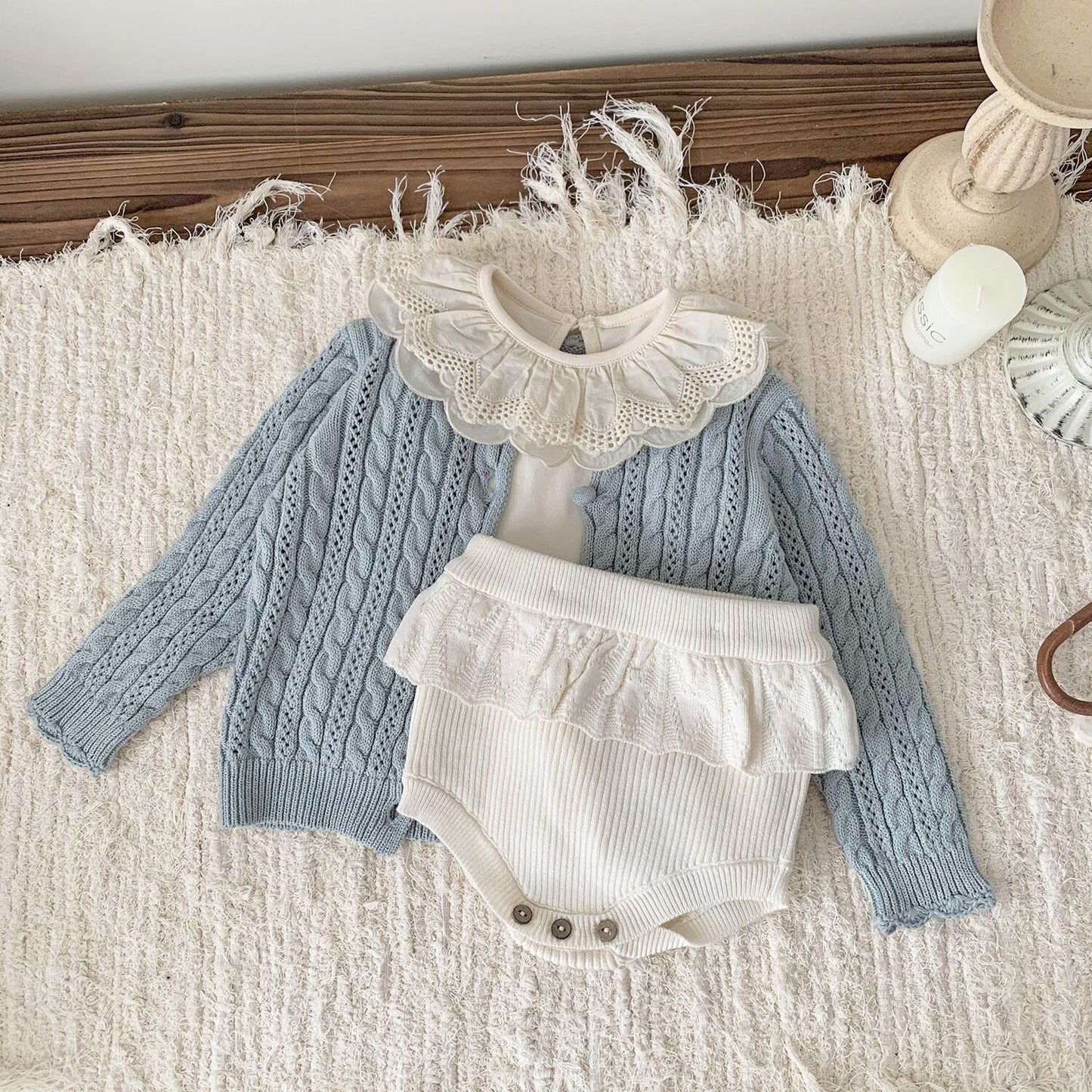 カーディガン・パーカー Crochet Style Knit Cardigan クロシェ風 透かし編み ニット カーディガン【mh0012160】