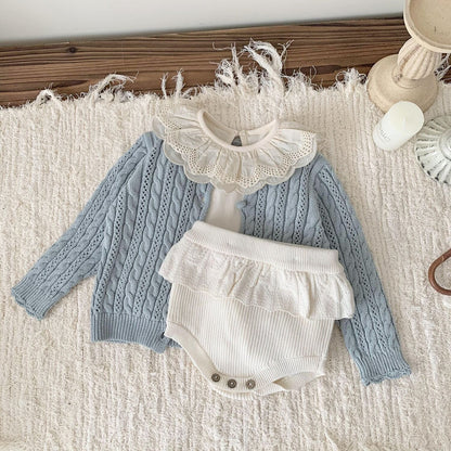 カーディガン・パーカー Crochet Style Knit Cardigan クロシェ風 透かし編み ニット カーディガン【mh0012160】