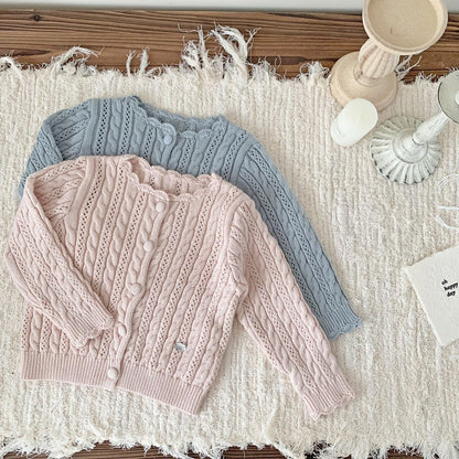 カーディガン・パーカー Crochet Style Knit Cardigan クロシェ風 透かし編み ニット カーディガン【mh0012160】