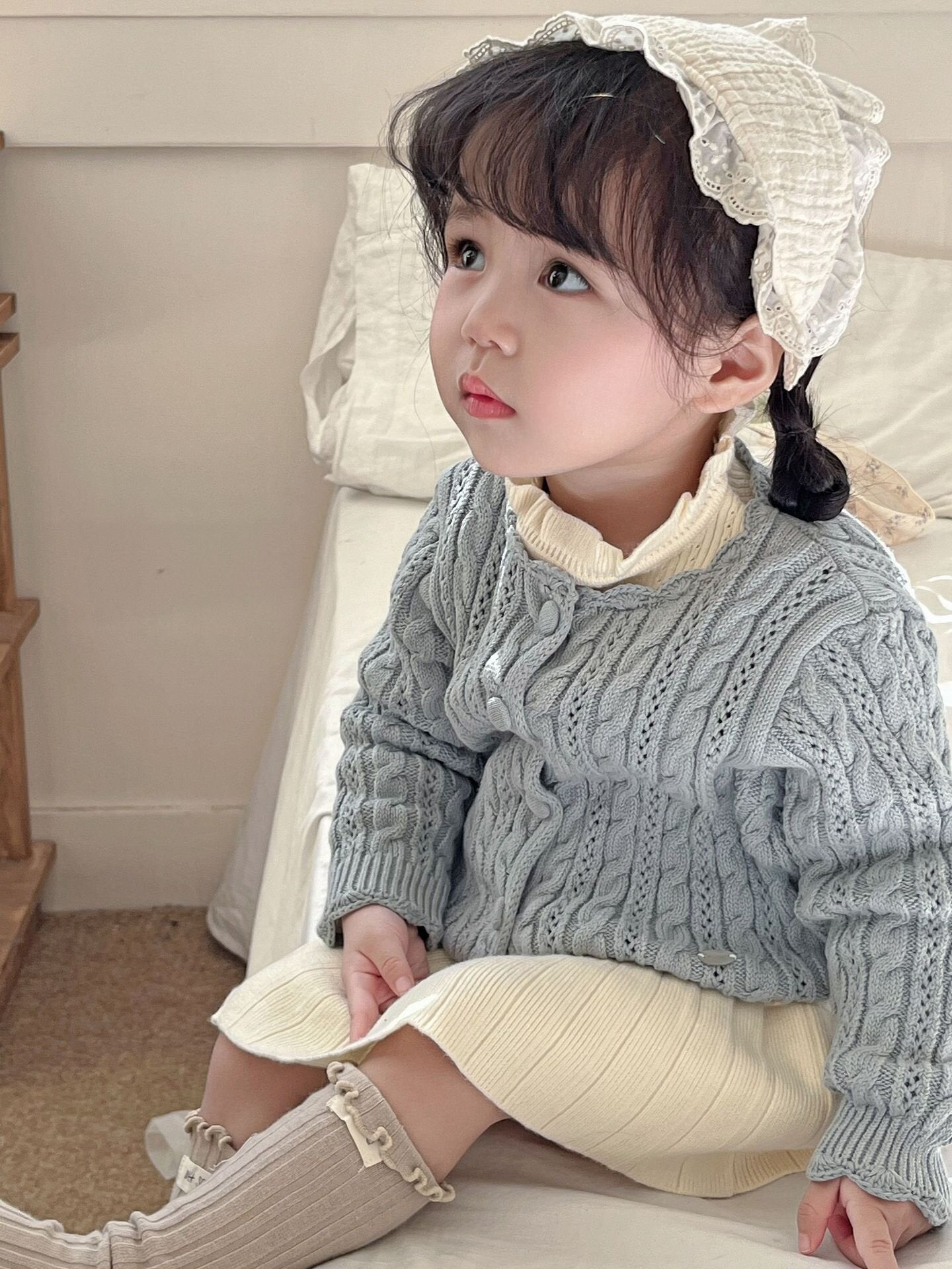 カーディガン・パーカー Crochet Style Knit Cardigan クロシェ風 透かし編み ニット カーディガン【mh0012160】
