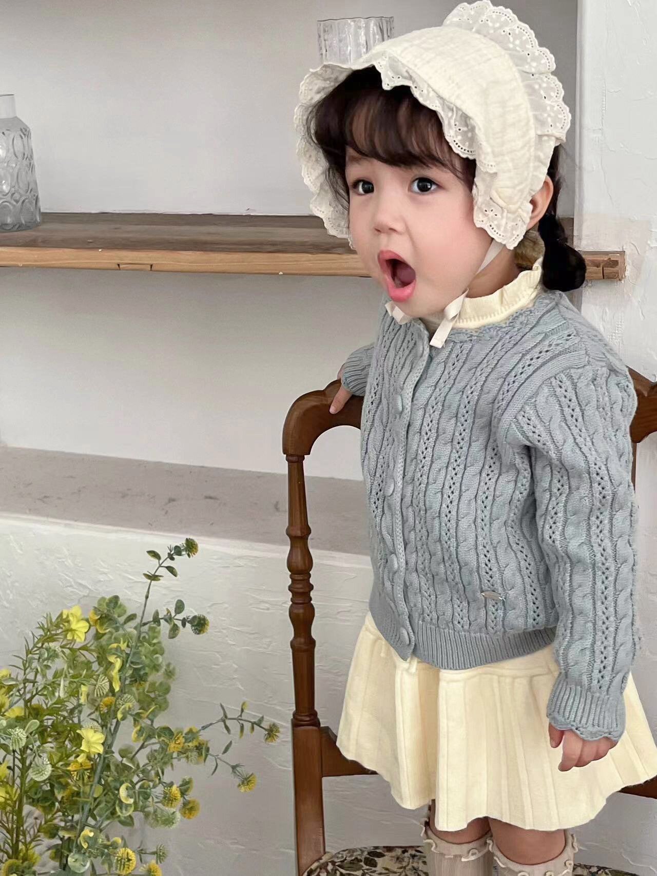 カーディガン・パーカー Crochet Style Knit Cardigan クロシェ風 透かし編み ニット カーディガン【mh0012160】