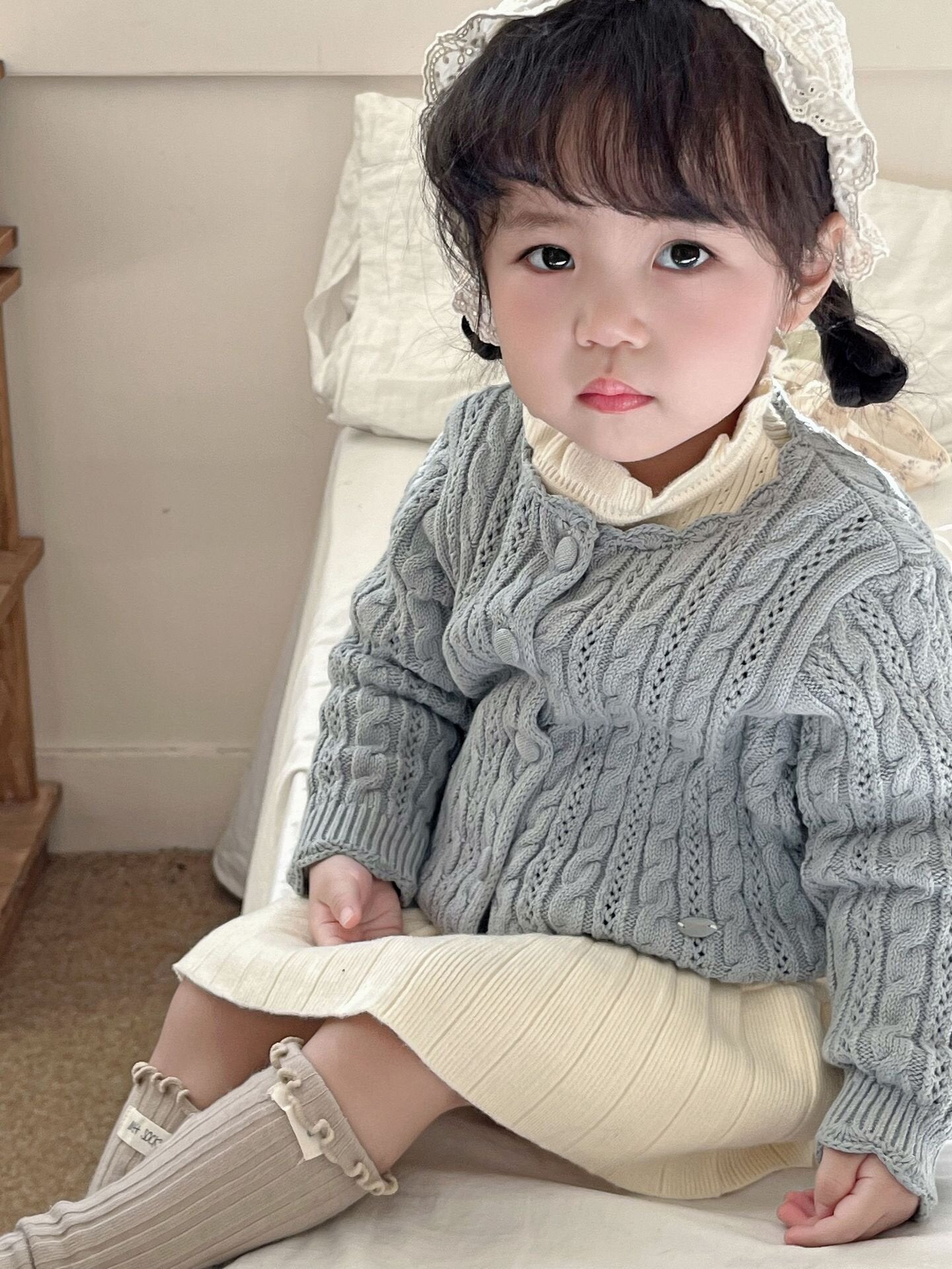 カーディガン・パーカー Crochet Style Knit Cardigan クロシェ風 透かし編み ニット カーディガン【mh0012160】