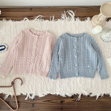 カーディガン・パーカー Crochet Style Knit Cardigan クロシェ風 透かし編み ニット カーディガン【mh0012160】