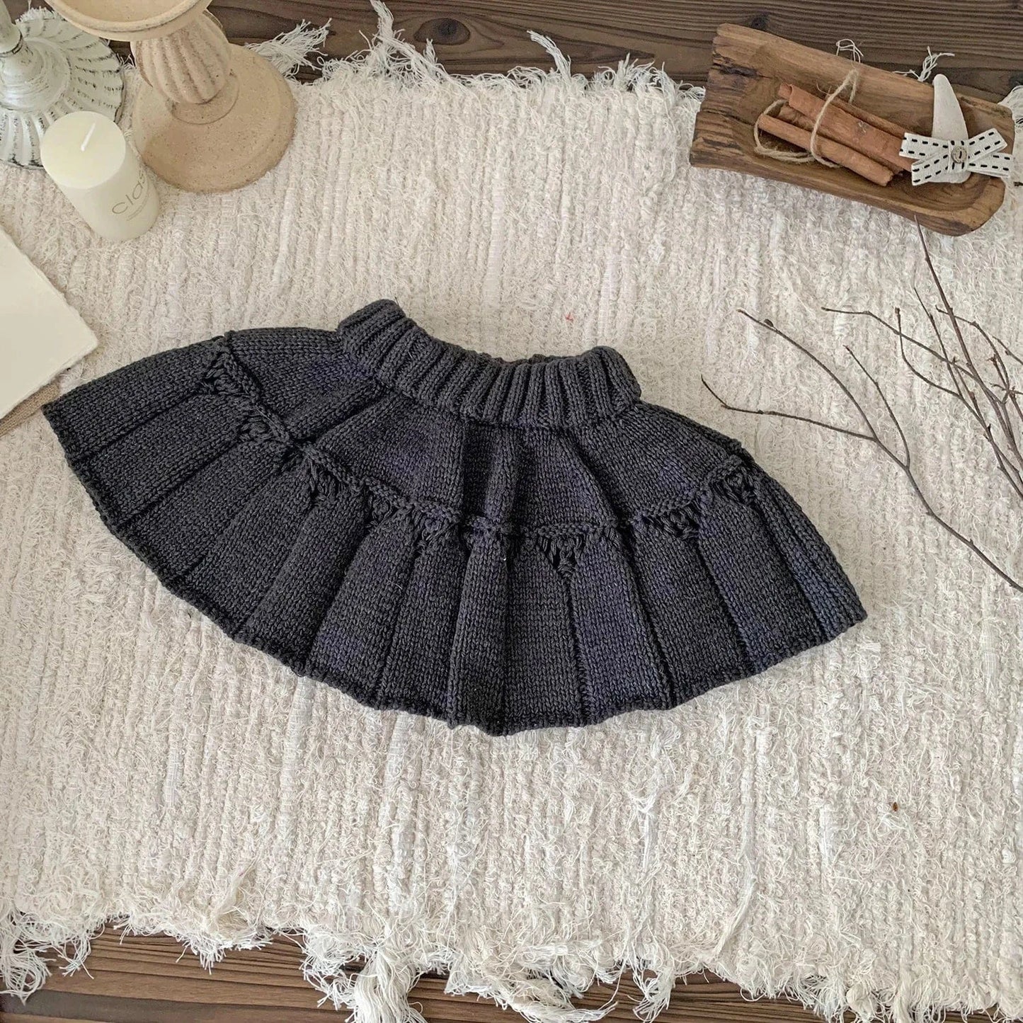 スカート Dark Gray / 9M (73) ベビーキッズスカート ニットプリーツパンツインミニスカート【mh0007897】