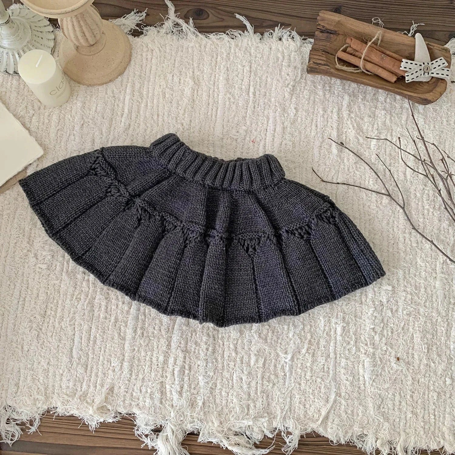 スカート Dark Gray / 9M (73) ベビーキッズスカート ニットプリーツパンツインミニスカート【mh0007897】