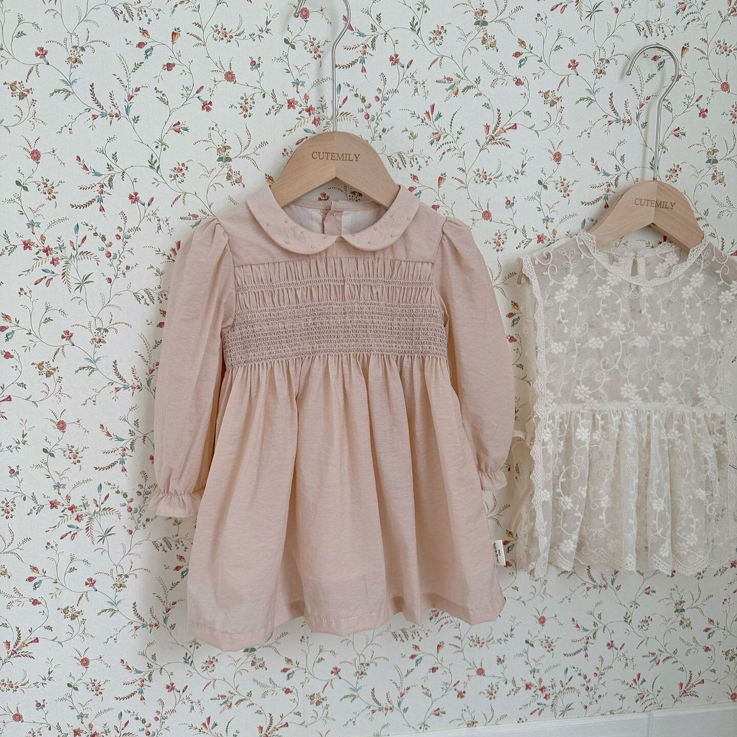 長袖ワンピース Embroidered Doll Collar Dress 刺繍 丸襟ロングスリーブ ワンピース【mh0012152】