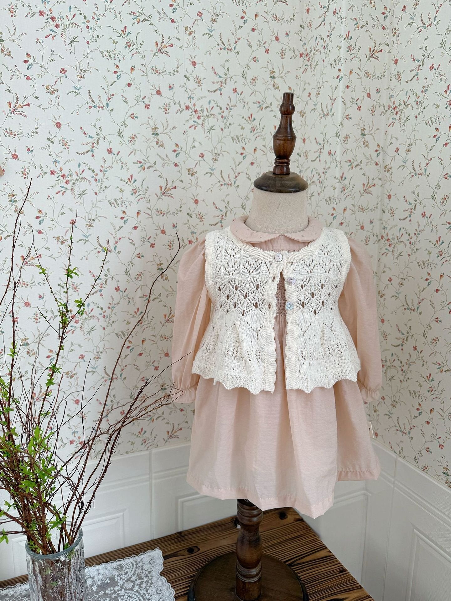 長袖ワンピース Embroidered Doll Collar Dress 刺繍 丸襟ロングスリーブ ワンピース【mh0012152】