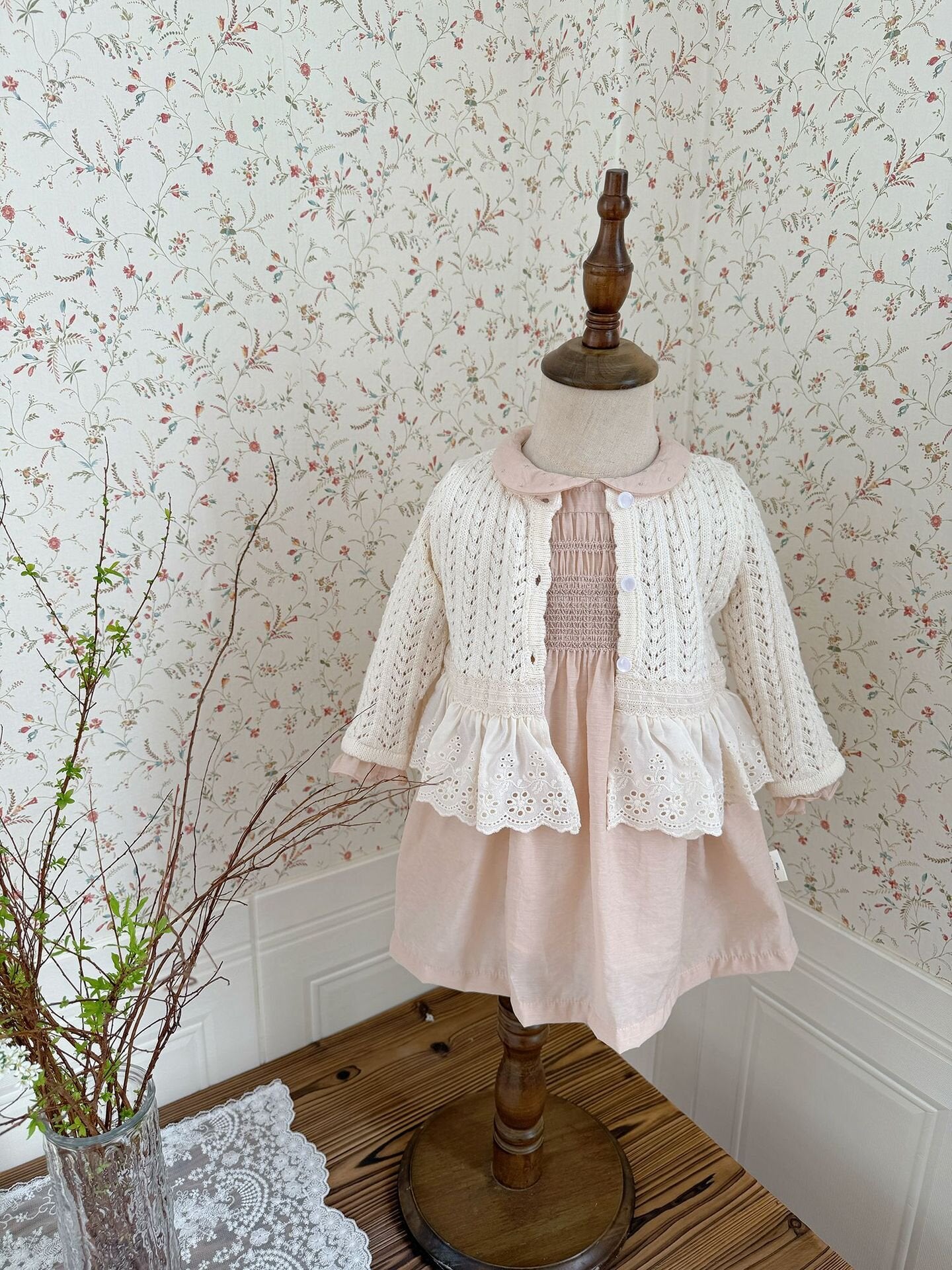 長袖ワンピース Embroidered Doll Collar Dress 刺繍 丸襟ロングスリーブ ワンピース【mh0012152】