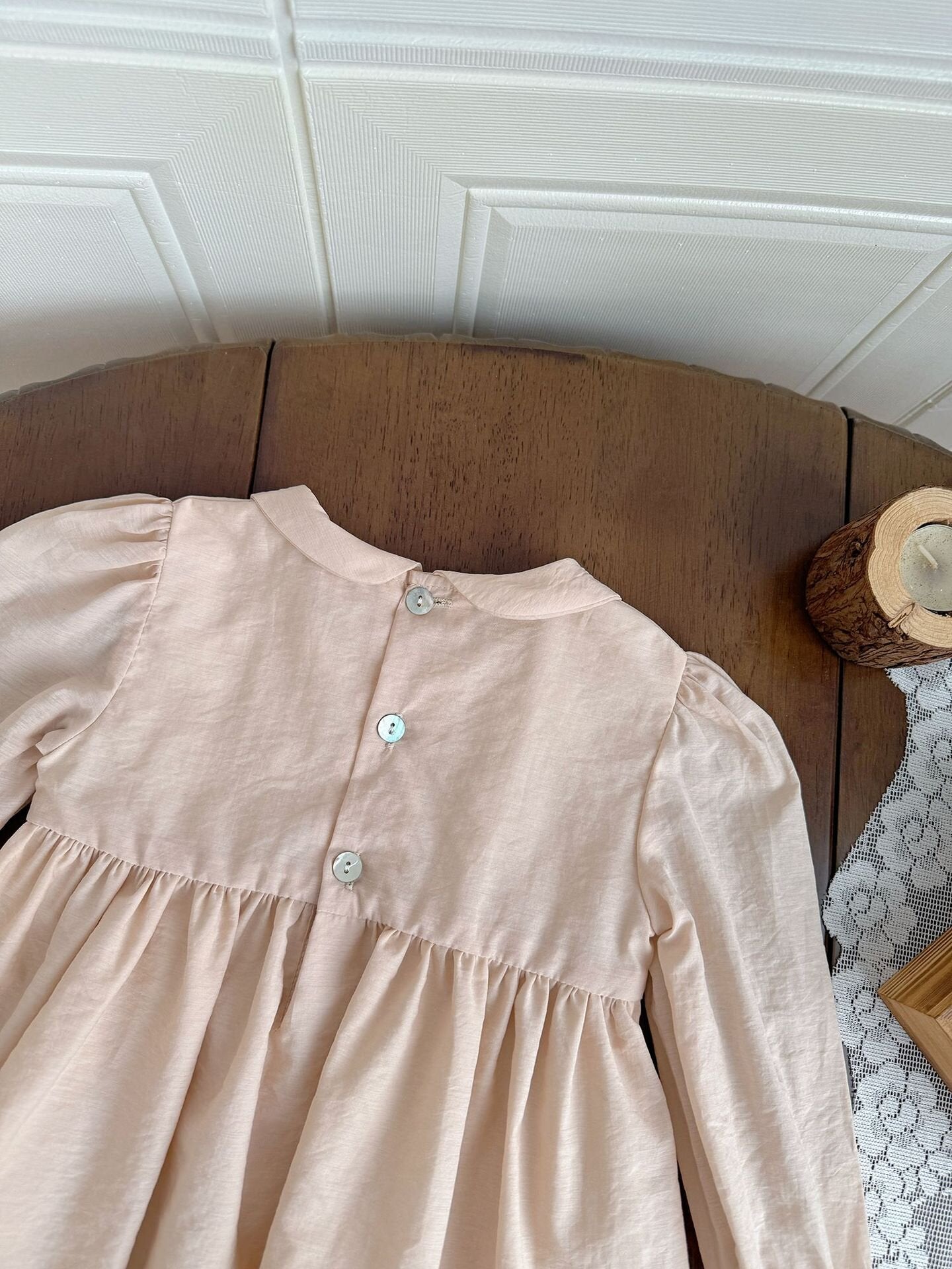 長袖ワンピース Embroidered Doll Collar Dress 刺繍 丸襟ロングスリーブ ワンピース【mh0012152】