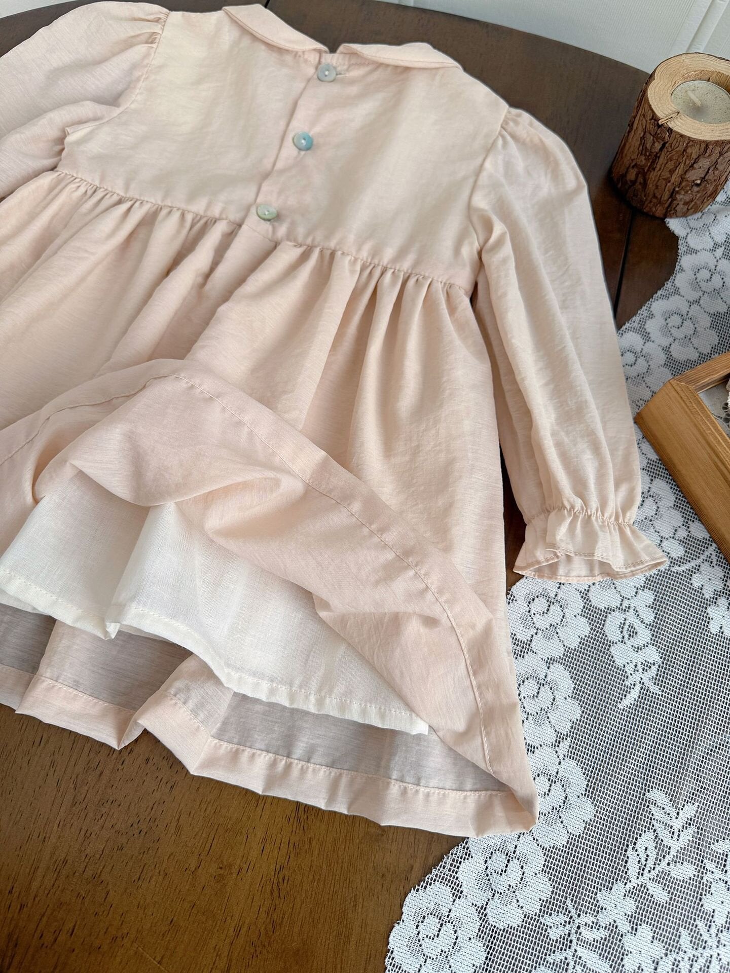 長袖ワンピース Embroidered Doll Collar Dress 刺繍 丸襟ロングスリーブ ワンピース【mh0012152】