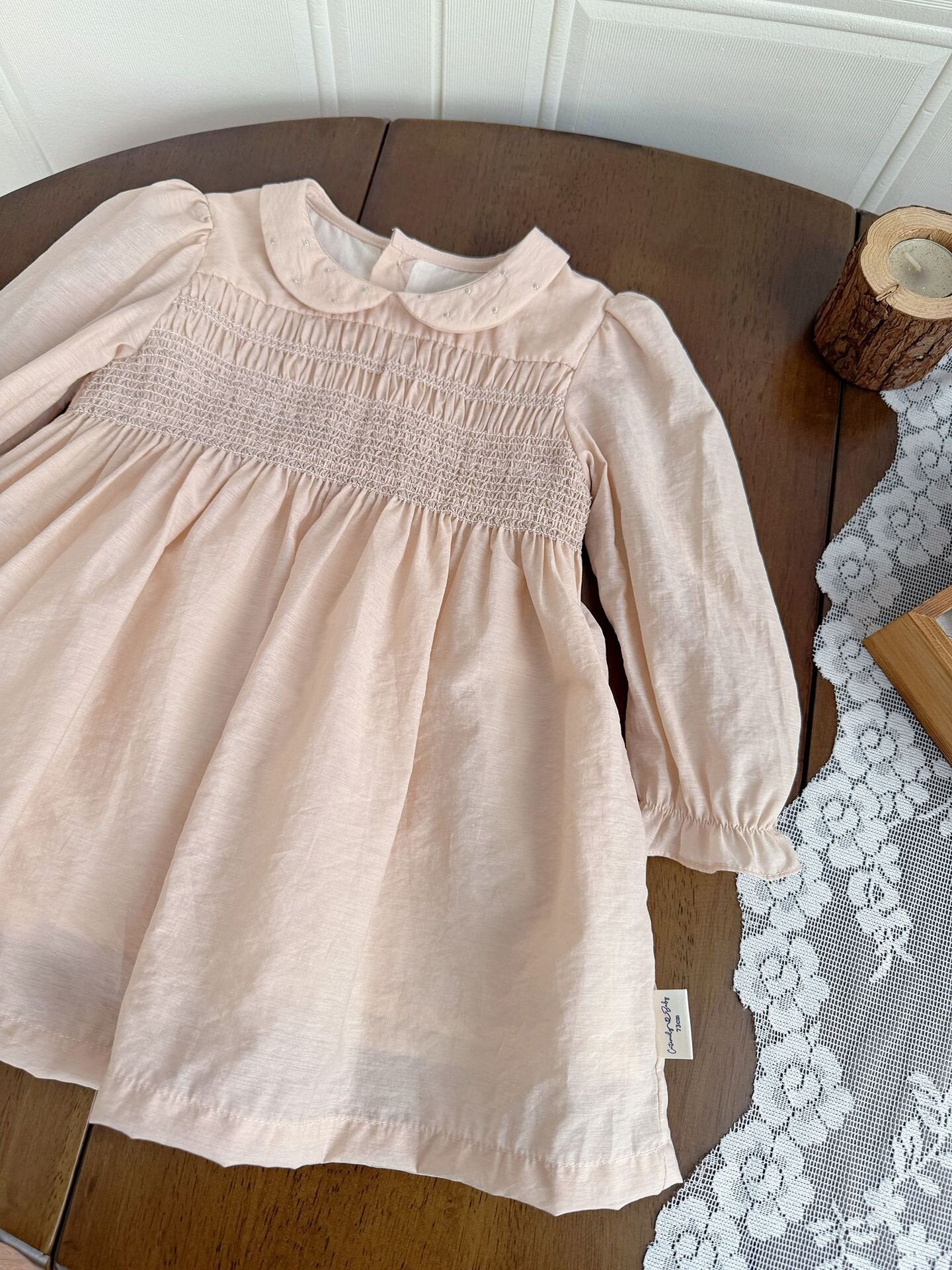 長袖ワンピース Embroidered Doll Collar Dress 刺繍 丸襟ロングスリーブ ワンピース【mh0012152】