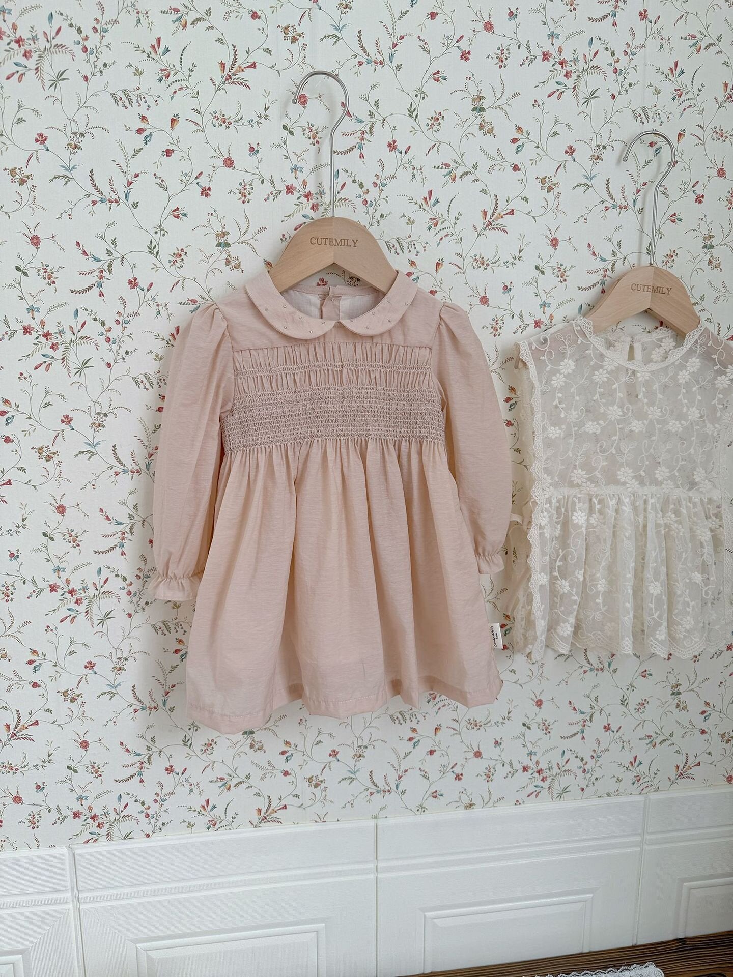長袖ワンピース Embroidered Doll Collar Dress 刺繍 丸襟ロングスリーブ ワンピース【mh0012152】