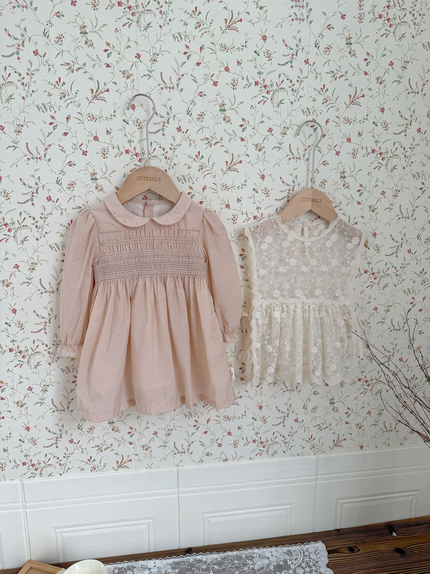 長袖ワンピース Embroidered Doll Collar Dress 刺繍 丸襟ロングスリーブ ワンピース【mh0012152】