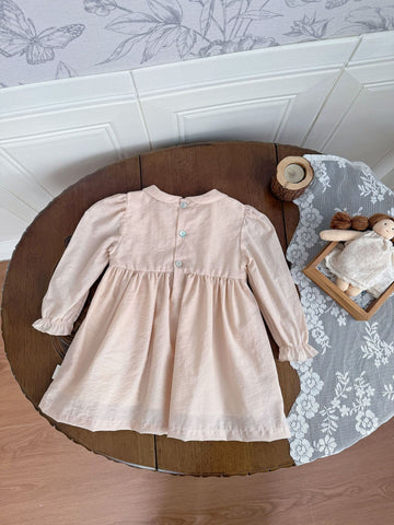 長袖ワンピース Embroidered Doll Collar Dress 刺繍 丸襟ロングスリーブ ワンピース【mh0012152】