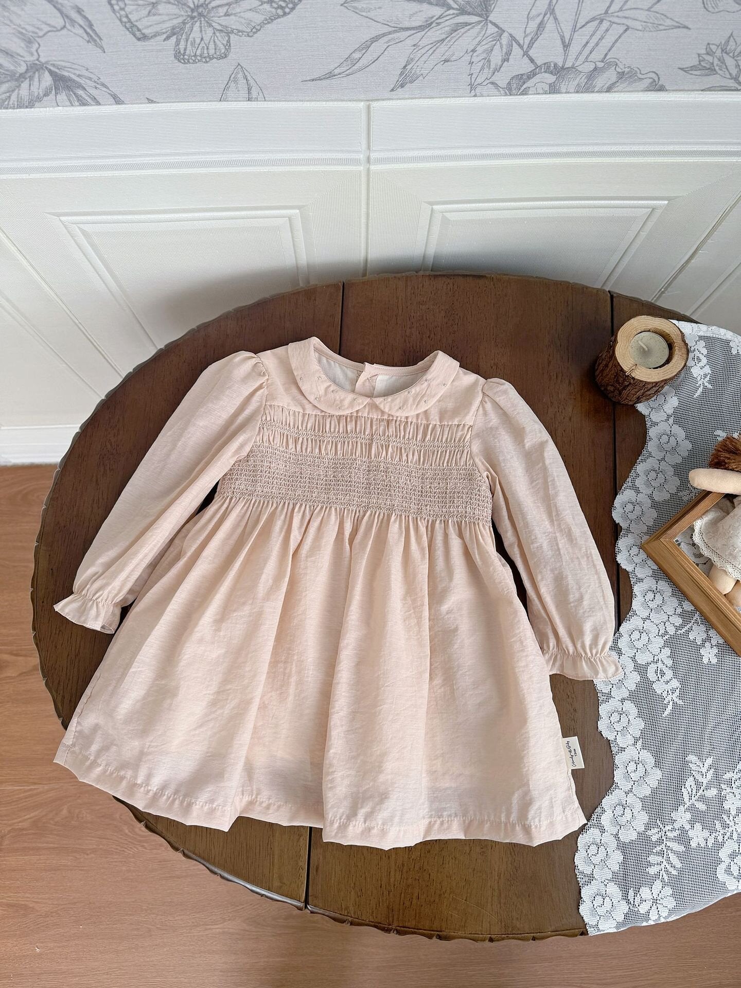 長袖ワンピース Embroidered Doll Collar Dress 刺繍 丸襟ロングスリーブ ワンピース【mh0012152】