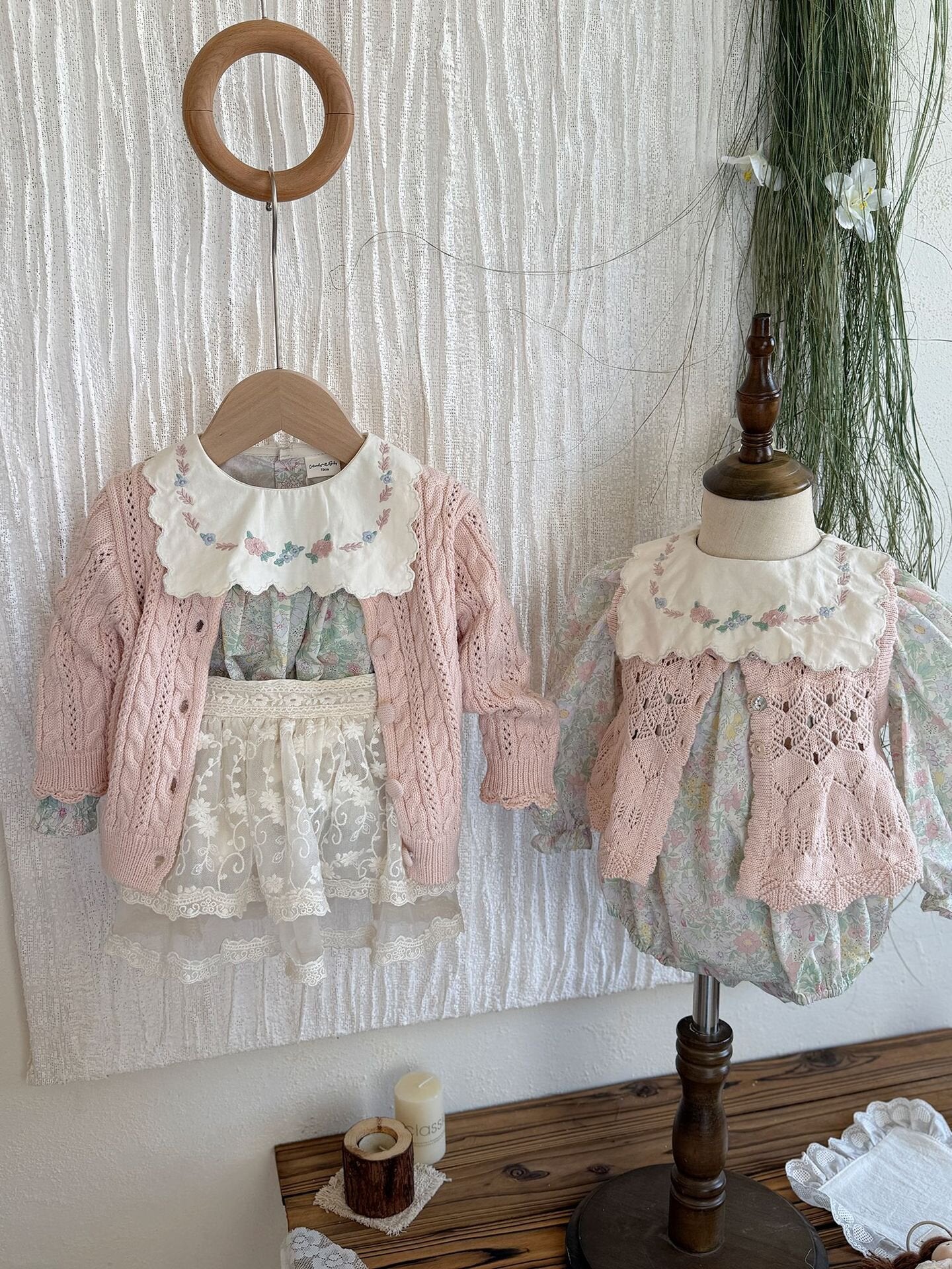 長袖ロンパース Embroidered Floral Romper 刺繍花柄ロンパース【mh0012118】