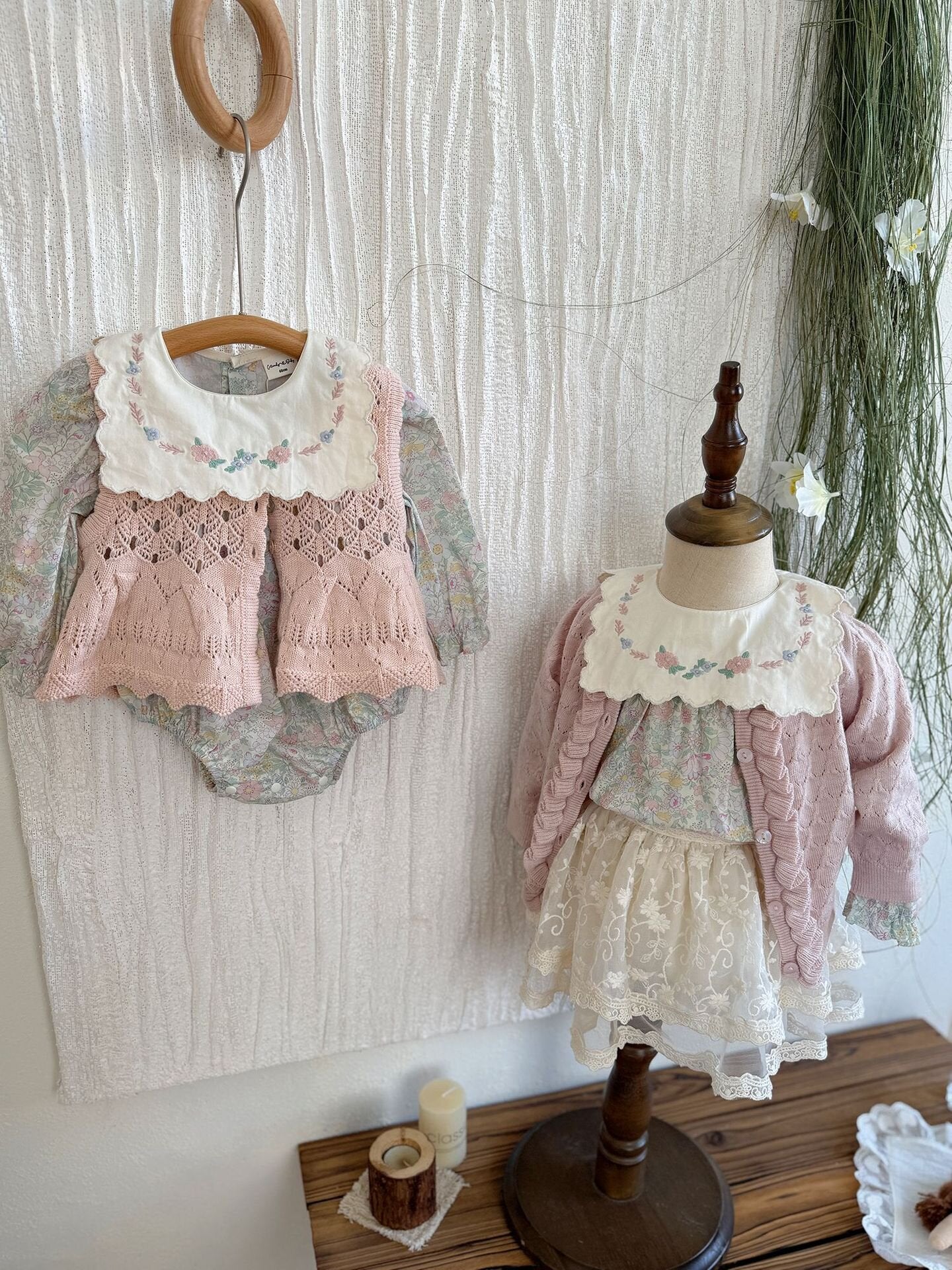 長袖ロンパース Embroidered Floral Romper 刺繍花柄ロンパース【mh0012118】