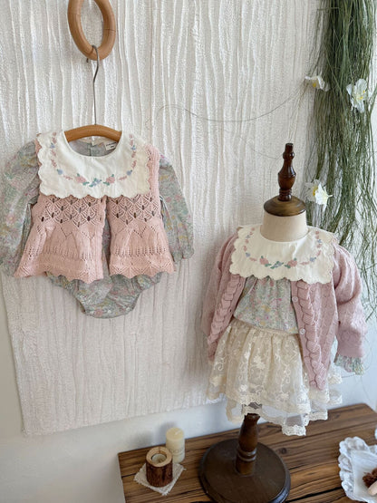 長袖ロンパース Embroidered Floral Romper 刺繍花柄ロンパース【mh0012118】