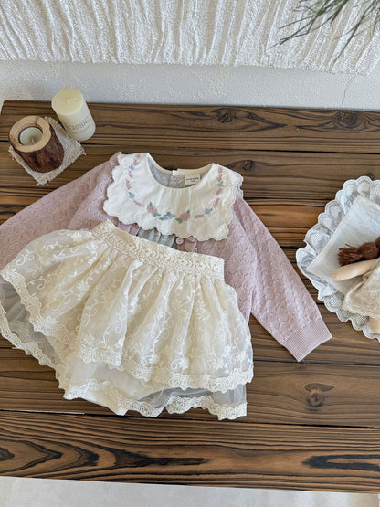 長袖ロンパース Embroidered Floral Romper 刺繍花柄ロンパース【mh0012118】