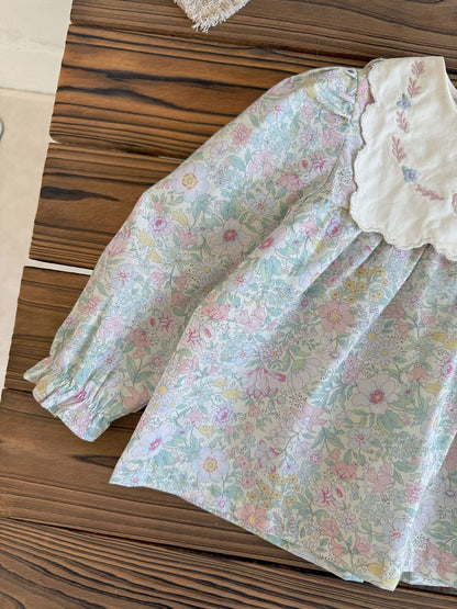 長袖ロンパース Embroidered Floral Romper 刺繍花柄ロンパース【mh0012118】