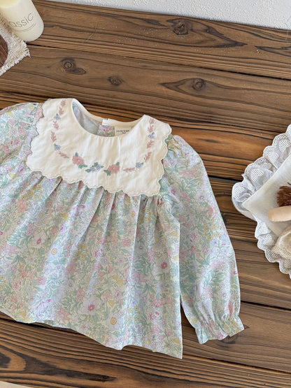 長袖ロンパース Embroidered Floral Romper 刺繍花柄ロンパース【mh0012118】