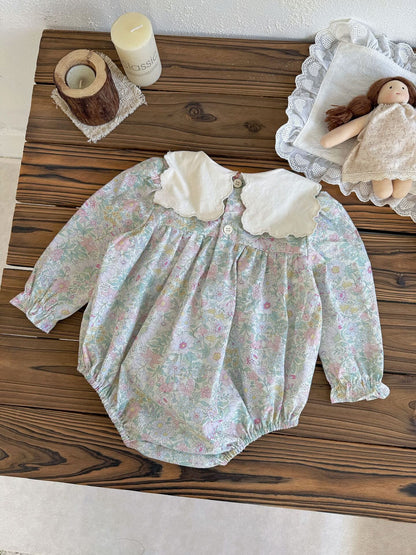 長袖ロンパース Embroidered Floral Romper 刺繍花柄ロンパース【mh0012118】