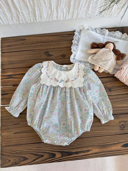 長袖ロンパース Embroidered Floral Romper 刺繍花柄ロンパース【mh0012118】