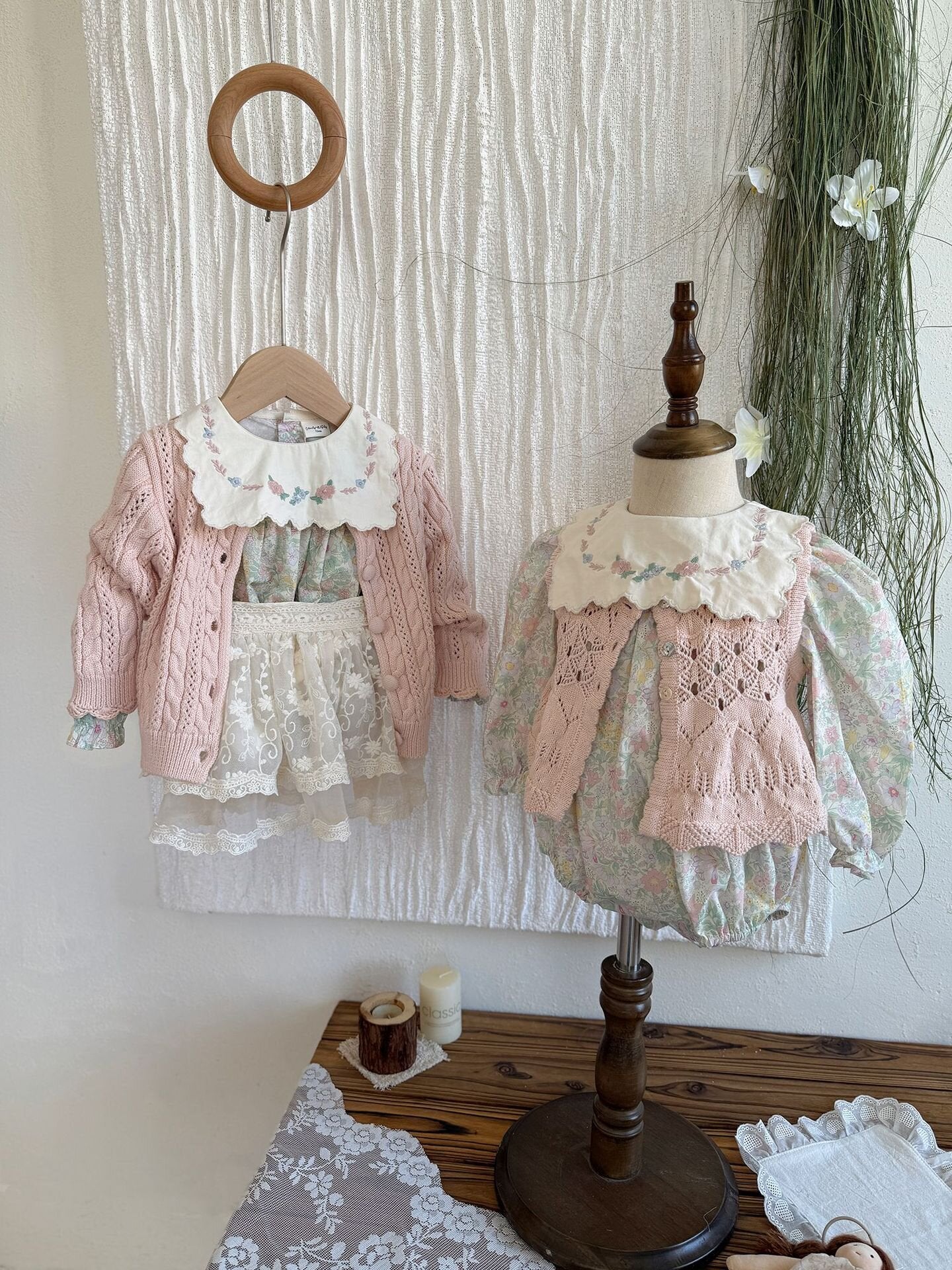 長袖ロンパース Embroidered Floral Romper 刺繍花柄ロンパース【mh0012118】