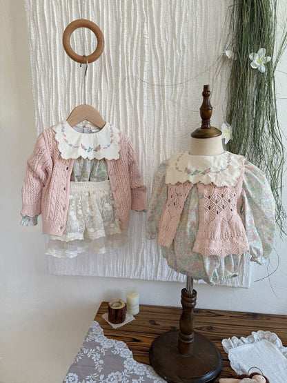 長袖ロンパース Embroidered Floral Romper 刺繍花柄ロンパース【mh0012118】