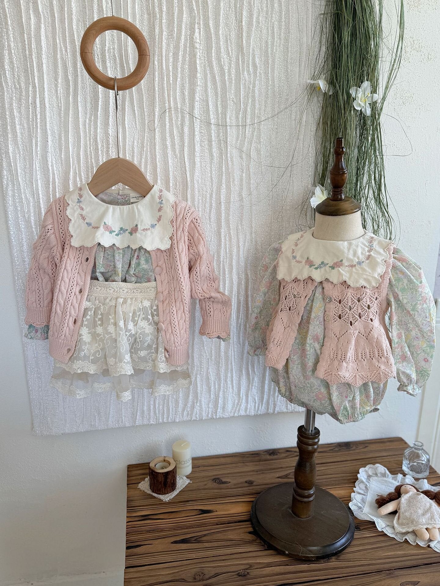 長袖ロンパース Embroidered Floral Romper 刺繍花柄ロンパース【mh0012118】