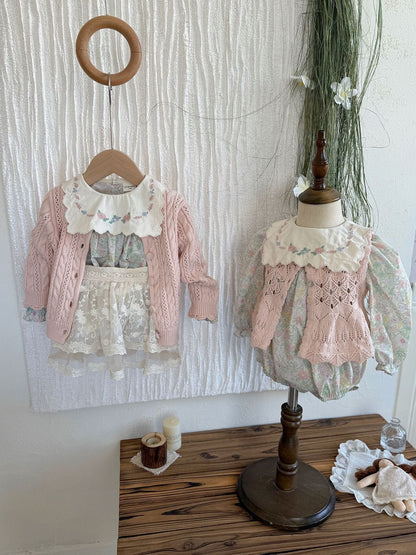 長袖ロンパース Embroidered Floral Romper 刺繍花柄ロンパース【mh0012118】