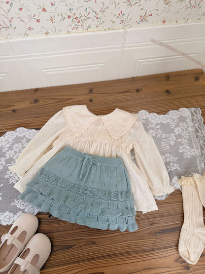 長袖シャツ・ブラウス Embroidered Ruffle Doll Shirt 刺繍ラッフルドールブラウス【mh0012113】