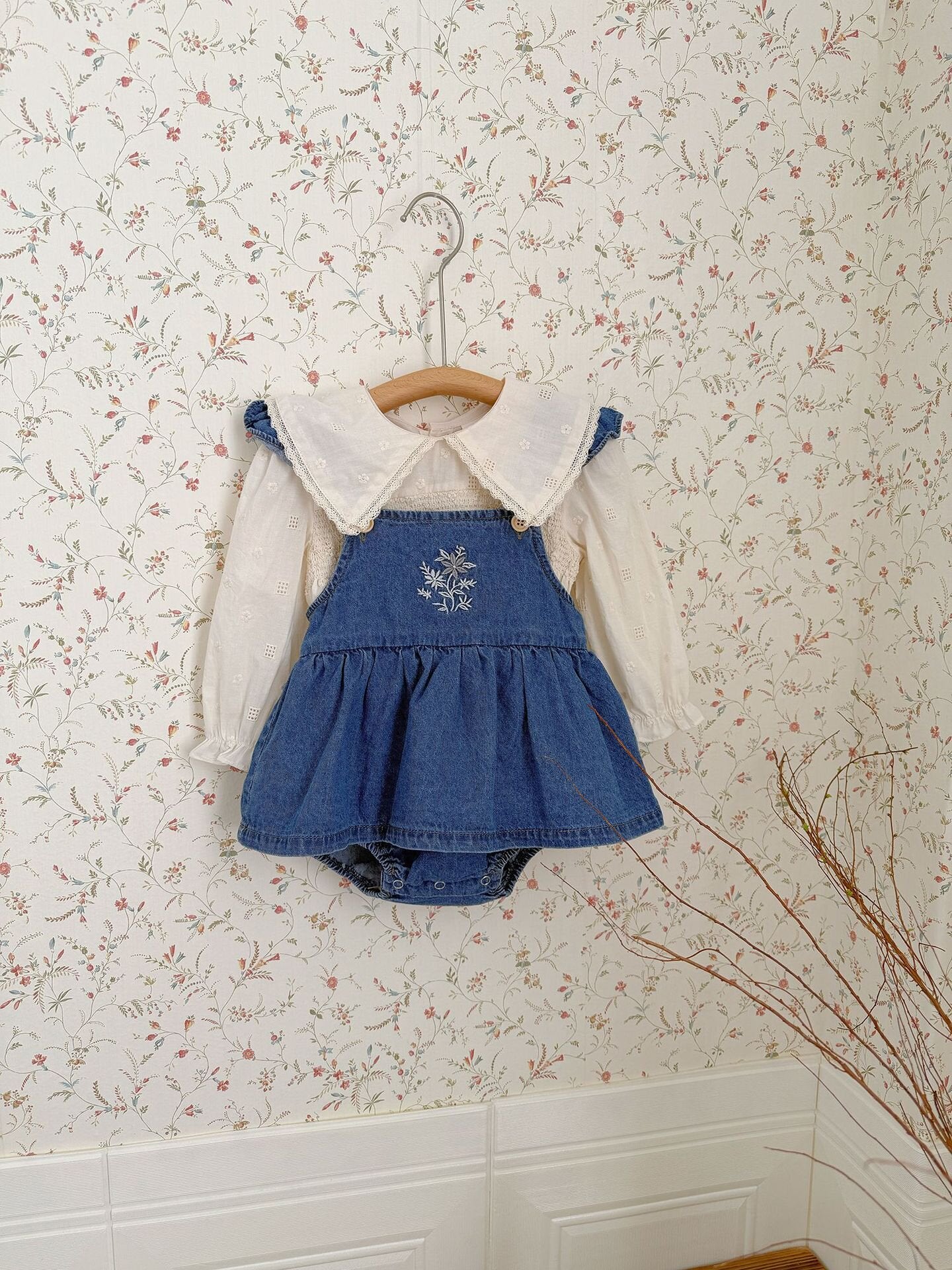 長袖シャツ・ブラウス Embroidered Ruffle Doll Shirt 刺繍ラッフルドールブラウス【mh0012113】