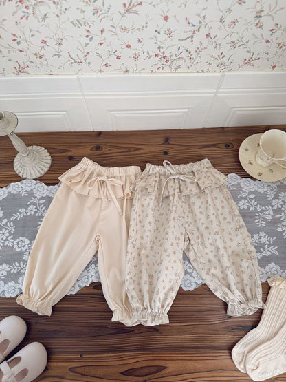 ロングパンツ・スウェットパンツ Floral Lace Twill Tapered Pants フリルレース付ツイルテーパードパンツ【mh0012111】